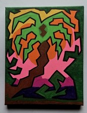Original Shapizm Abstract Palm Tree 8x10 Stretched Canvas Acrylic Painting  picture