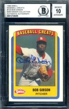 Bob Gibson Gem Mint 10 BAS Beckett Coa Signed 1990 Swell Autograph picture