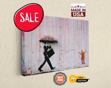 Banksy Colored Rain Canvas Print - Ready to Hang Wall Art for Home Decor picture