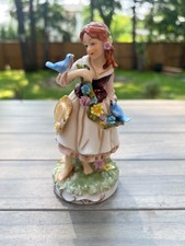 Vintage Alfretto by Maruri Girl with Birds & Garland Porcelain Figurine Hand Pot picture