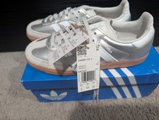 adidas Unisex Kids Samba OG J Silver/White Leather Lace-Up Low Top 4 KK2327 picture