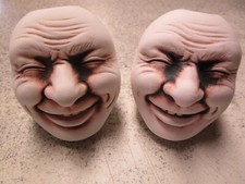 VTG 90's NOS Creepy Faces Head scary philippines pottery clay craft bottle pots picture