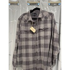 Lucky Brand Western Shirt Mens Large Grey Excellent Plaid Cole Hauser Snap Front picture