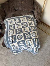 Vintage 1991 The Rug Barn Alphabet A to Z Blue Blanket picture