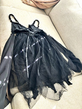 ROMWE Black Sheer Tulle Lace Long Slip Dress V-Neck Adjustable Straps L- gothic picture