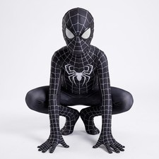 Black Spider-Man Venom Symbiote Suit Kids Cosplay Jumpsuit Mask Halloween picture