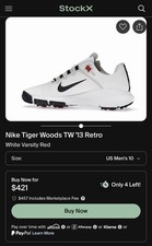 Nike Air Zoom Tiger Woods 20 Spiked Golf Shoes White/Black/Red Men’s 10 RARE NEW picture