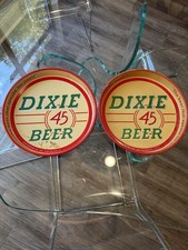 2 Vintage Dixie 45 Beer Metal Serving Trays New Orleans Advertising 13” picture