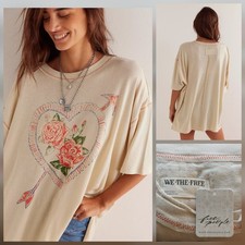 Free People We The Free Love Rose Tee Ivory Size XL NWT $78 picture