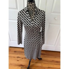 Diane von Furstenberg DVF Size 10 Silk New Jeanne Wrap Dress Chain Link Classic picture