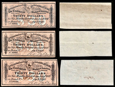 Three 1864 $30 Dollars Confederate States of America Richmond CSA Bank Note Bond picture