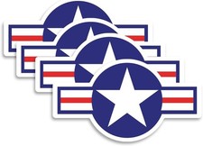 US Armed Forces Aircraft Star 4-Pack Aviation Military Decal 2.8