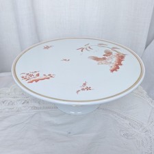 Vintage Richard Ginori Made in Italy Cake Plate Siena Rust Gold and Red Rooster picture