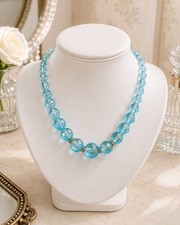 Vtg Art Deco Flapper Style Clear Faceted Graduated Glass Bead Necklace 16