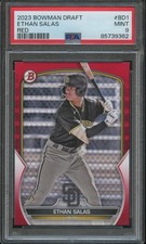 PSA 9 2023 BOWMAN CHROME *** RED ***  #BDC1 ETHAN SALAS RC serial# 3/5 picture
