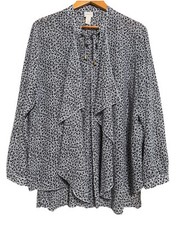 Chicos Women’s 3 XL Leopard Print Top Sheer Layering Ruffle Career Wear  picture