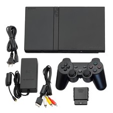 Guaranteed PlayStation 2 PS2 Console Slim Black + Wireless Controllers + USA picture