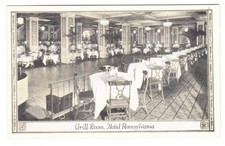 c. 1930s-1940s New York Hotel Pennsylvania Grill Room Restaurant B&W Postcard picture