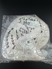 Asian Hand Carved Mother of Pearl Art Plate Dish Dragon (#EC1) picture