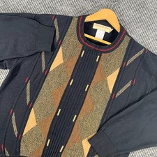 Vintage Norm Thompson Sweater Mens Large Black Long Sleeve Wool Blend Casual picture