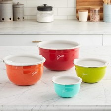 Fiesta Stainless Steel Mixing Bowl Set - 8 Pieces  6450S8R bowls with lids NEW picture