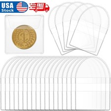 100x Single Pocket Coin Flips Clear Coin Collector Protectors Individual Plastic picture