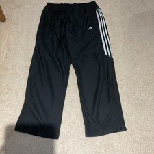 Adidas Clima365 Mens Black White Stripe Track Pants Windbreaker Large 196248 picture