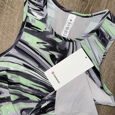 NWT Lululemom Swift Ventilated Running Tank Womens 4 Green White Paint Cropped picture