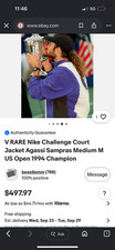 V RARE Nike Challenge Court Jacket Agassi Sampras Medium M US Open 1994 Champion picture