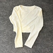 Lululemon Top Womens Size 6 White Long Sleeve Cropped Athletic Yoga Shirt picture