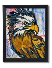 Guajardo Art Original 14x11 Expressionist Bald Eagle Portrait Painting Signed picture