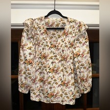 EUC Entro Size Medium Floral Ruffle Women's Boho Top picture