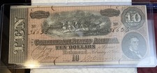 Rare 1864 Civil War $10 Confederate Richmond Uncirculated Banknote Paper Money picture