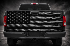Black and White American Flag Tailgate Vinyl Decal Wrap picture