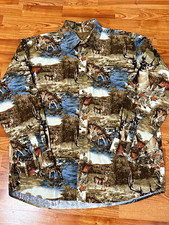 North River Men's L Cotton Deer Graphic Long Sleeve Button-Up Shirt picture