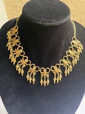 RARE Vintage Vendome Filigree Gold-plated Link Fringe Collar Necklace 18