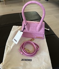 Authentic Jacquemus Pink Croc Embossed Moyen Bag NWT picture