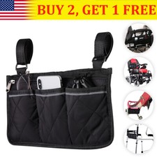 Wheelchair Side Bag Hang on Side Armrest Accessories Storage Pouch w/ Cup Holder picture