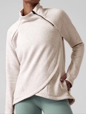 Athleta Cozy Karma Asymmetric Pullover Oatmeal Heather picture