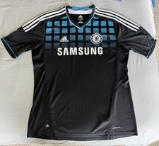 Adidas Chelsea FC 2011-12 Away Jersey Mens Large Black Blue Samsung V13911 picture