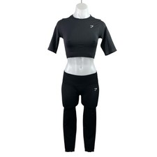NEW Gymshark Everyday Seamless Women's Black Crop Top & Legging Pants Sets Sz S picture