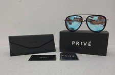 Prive Revaux The King Polarized Sunglasses, Black/Silver Frame/Blue Mirror NIB picture