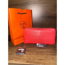 Hermès Azap Long Zip Around Wallet Rouge Epsom Leather Silk’In Sun Scarf Print. picture