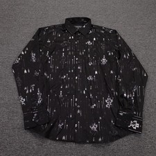 Lamasini Shirt Mens Medium Black Arrow Print Long Sleeve Button Up Western picture