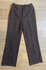 VTG 90s Kasper Wool Silk Blend Tweed Wide Leg Trousers Pants Sz 6 Brown Preppy picture