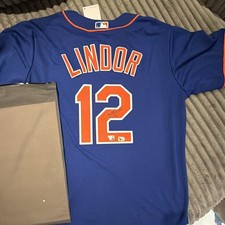 Francisco Lindor New York Mets Nike fanatics COA Signed Authentic Jersey picture