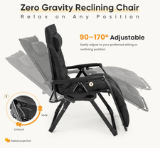 Silla Reclinable Plegable Gravedad Cero con Bandeja y Cojín Desmontable picture