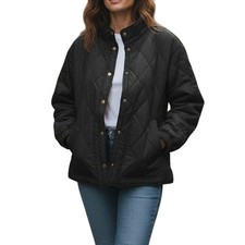Social Standard by Sanctuary Quilted Snap Front Jacket Black Women's XL NWOT picture