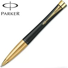 Good Matte Black/Gold Clip Parker Urban Series Ballpoint Pen Fine Nib Blue Ink picture