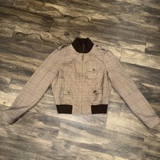 Vintage Y2K-era Forever Twenty One Cropped Plaid Bomber Jacket Women's Size L picture